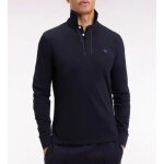 Eden park - polo � manches longues en coton stretch marine passepoil� coupe slim - bleu marine - m