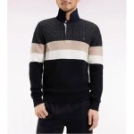 Eden park - pull col maillot en laine et coton torsad� noir et gris - grf11 - mordor chine - l