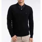 Eden park - pull col v en laine et coton - noir - xl