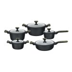 Edenberg casseroles noires couvercle en verre  induction ensemble de marmites en cramique et pole ...