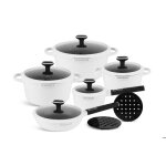Edenberg ensemble de casseroles blanches casseroles poêle cocotte couvercle en verre cadeau en céramique ... Edenberg ensemble de casseroles blanches casseroles poêle cocotte couvercle en verre cadeau en céramique ...
