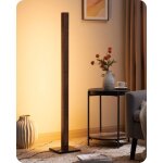 Edishine lampadaire led en bois lampe sur pied salon 18w 3000k 800lm dimmable interrupteur  pied marron ...