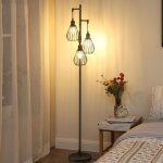 Edishine lampadaire sur pied 3 lumi�res en m�tal lampadaire industriel 166 cm e27 led ampoules dimmables ...