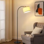 Edishine lampadaire sur pied salon 161 cm lampe  arc avec abat - jour rglable en lin beige ampoule ...