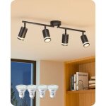Edishine spots de plafond noir plafonnier led 4 spots orientables 340� 4 ampoules gu10 dimmables fournies ...