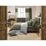 dredon 90 x 200 cm en gaze de coton vert avec 4 pompons - pepa meubletmoi