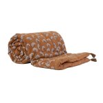 �dredon imprim� 100% coton avec pompon marron brun 80x200 cm