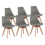 Eggree lot de 6 chaises de cuisine en bois rtro rembourre chaise de salle de bureau avec pieds en bois ...