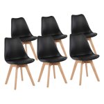 Eggree lot de 6 chaises de cuisine en bois r�tro rembourr�e chaise de salle de bureau avec pieds en bois ...