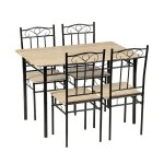 Eggree ensemble table � manger 109x69x75 cm et 4 chaises - h�tre clair et noir - style industriel pour ...