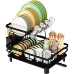 gouttoir  vaisselle - 2 niveaux - acier inoxydable - porte - gobelets - porte - ustensiles