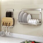 Egouttoir mural support mural pour vaisselle plats et bols  fixation murale en acier inoxydable - duo ...