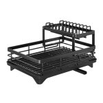 Égouttoir à vaisselle à 2 niveaux acier au carbone épais support dégouttage pour bols et assiettes noir ... Égouttoir à vaisselle à 2 niveaux acier au carbone épais support dégouttage pour bols et assiettes noir ...