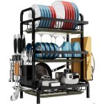 gouttoir  vaisselle 3 niveaux en acier inoxydable avec plateau dgouttement support pour couverts amovible ...