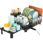 �gouttoir � vaisselle en acier inoxydable extensible avec porte - couverts et porte - verre amovible ...