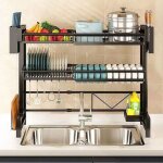 Égouttoir vaisselle - cremlank - rétractable - 2 niveaux - acier inoxydable - noir - 75 * 28 * 72cm Égouttoir vaisselle - cremlank - rétractable - 2 niveaux - acier inoxydable - noir - 75 * 28 * 72cm