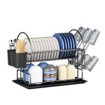 gouttoir  vaisselle cuisine  2 niveaux avec porte - gobelets porte - ustensiles et porte - planche ...