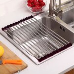 Égouttoir à vaisselle pour évier de cuisine grille dégouttage en inox pliable pour fruits et légumes ... Égouttoir à vaisselle pour évier de cuisine grille dégouttage en inox pliable pour fruits et légumes ...