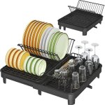 gouttoir  vaisselle - extensible - acier inoxydable noir - longueur rglable 32 - 525 cm - bac amovible ...