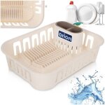 �gouttoir � vaisselle - orion - 39x29x11 cm - cr�me - grande capacit� - bac � couverts amovible