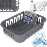 �gouttoir vaisselle - orion - 39x29x11 cm - grand volume - bac couverts amovible - gris