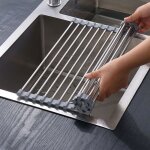 gouttoir  vaisselle pliable et amovible au - dessus de lvier tagre de rangement?gris47 x 18cm