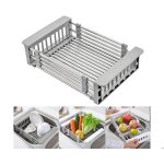 �gouttoir � vaisselle r�tractable en acier inoxydable panier de vidange t�lescopique avec accoudoir r�glable ...