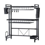 �gouttoir � vaisselle t�lescopique - curfair - 2 niveaux - noir - 95x28x72cm
