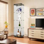 Vitrine en verre meuble vitrine à 4 étagères 1 porte avec serrure vitrine collection à led 42×36×164cm ... Vitrine en verre meuble vitrine à 4 étagères 1 porte avec serrure vitrine collection à led 42×36×164cm ...