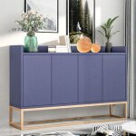 Buffet bahut salon bleu buffet bas en bois buffet moderne avec 3 tagre et 4 portes pieds en mtal dor ...