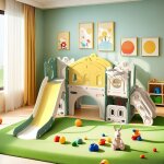 Eifson ensemble toboggan et balanoire pour enfants toboggan 6 en 1 multifonctionnel aire de jeux intrieure ...