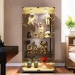 Vitrine en verre avec led armoir vitrine moderne avec 2 portes et 4 tagres meuble vitrine 8036164cm ...