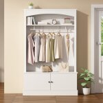 Vestiaire d?entre blanc multifonction avec penderie banc  chaussures tagres rglables et armoire ...
