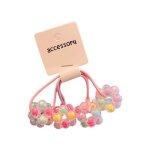 �lastiques � cheveux filles - 2 pi�ces perles boules color�es �tiquette