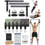 Elastiques de musculation barre de pilates avec 6 bandes de rsistance lastique 180 / 240lbs ancrage ...