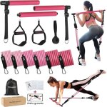 Elastique musculation barre de pilates avec 6 bandes de rsistance 180lbs ou 140lbsancrage de porte rglable ...