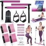 Elastique musculation barre de pilates avec bandes de rsistance 40 - 180lbs ou 30 - 140lbs et minuterie ...