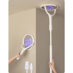 Electrique raquette moustiquedune rallonge t�lescopique t�te rotative raquette electrique insectes rechargeabl ...