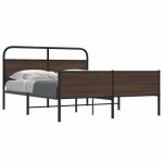El�gant cadre de lit en m�tal - 2 personnes - ch�ne marron 160x200 cm chynew99167