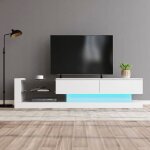 lgant meuble tv blanc brillant. 14 m de long clairage led 16 couleurs surface tv 60 pouces un meuble ...