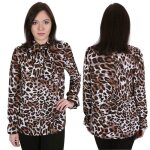 El�gante blouse femme en imprim� l�opard nou�e � lencolure john zack m