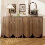 �l�gante buffet - 147x40x80cm - bahut avec 4 portes etag�res r�glables - style moderne - buffet bahut ...