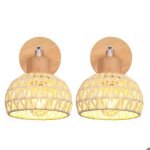 Elektrah 2x applique murale int�rieure moderneretro lampe murale en rotin et bois ajustable abat - jour ...