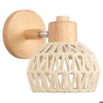 Elektrah applique murale int�rieur 15cmlampe murale industriel r�glable en bois et rotin blanc r�tro ...