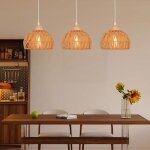 Elektrah e27 lustre suspension vintagelampe plafonnier en bois rotin brun e27 luminaire eclairage design ...