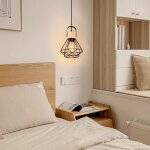 Elektrah suspension luminaire industrielle 16cm vintage lustre suspension en fer et bois r�tro cage design ...