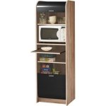 Meuble de cuisine micro - onde chne et noir 6 niches l 582 h 1807 p 47 cm - l 58. 2 x l 47 x h 180. ...