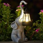 Elephant decoration statue jardin exterieur avec lampe solaire figurine - salon elefante d�coration cadeau ...