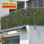 Eloneo brise - vue balcon 300x100?cm motif feuilles haie artificielle vert 20 colliers inclus r�siste ...
