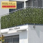 Eloneo brise - vue balcon 300x125?cm motif feuilles haie artificielle vert 20 colliers inclus r�siste ...